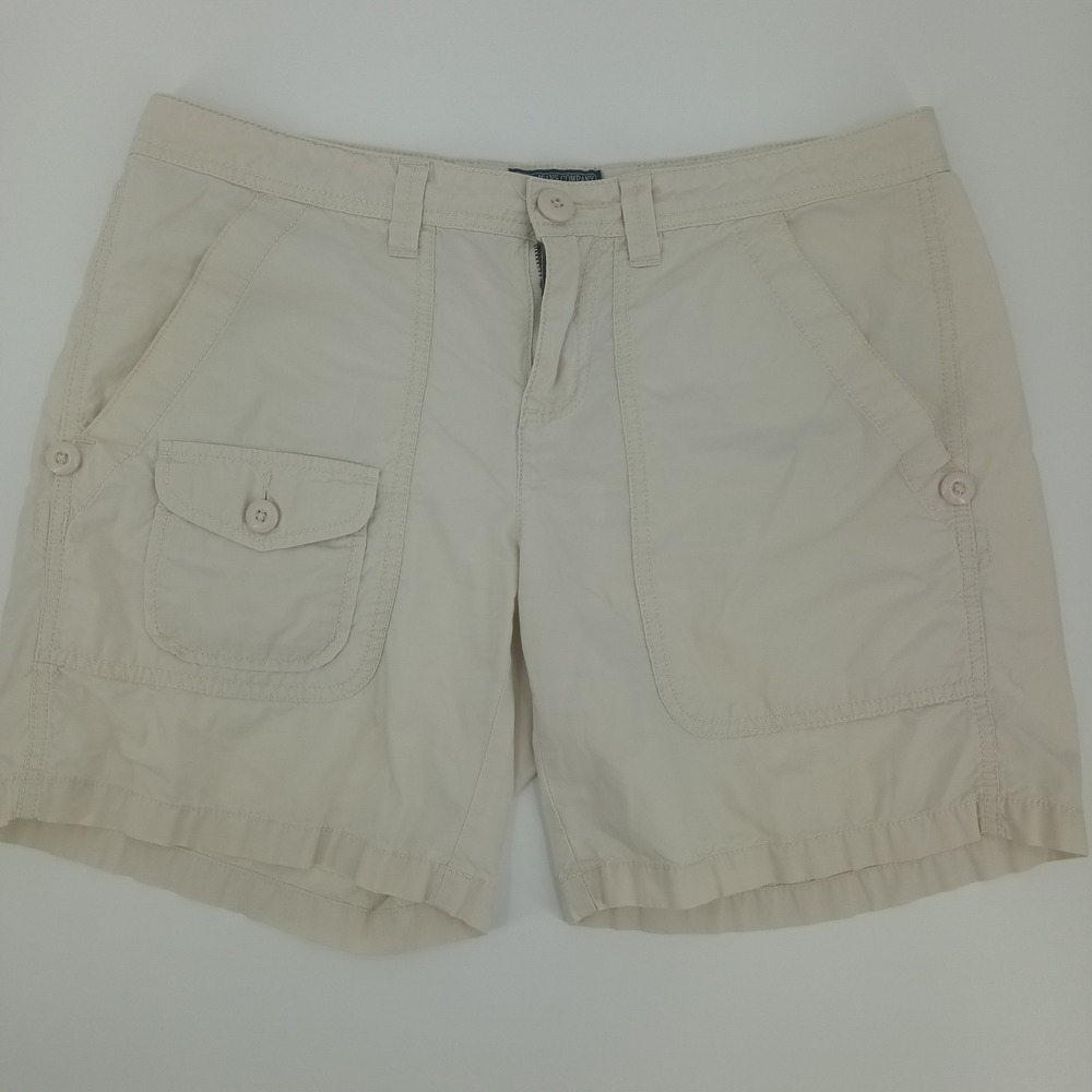 Polo Jeans Co Ralph Lauren Women Beige Khaki Cargo Shorts Size 6 Cotton Utility